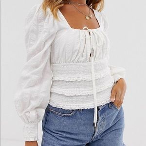 Free People - volume sleeve top - Ivory